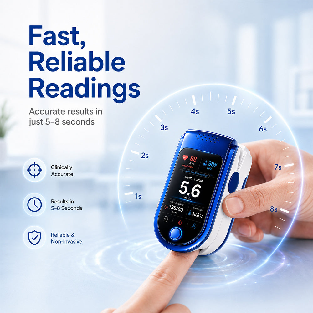 Finger in the health tracker taking a reading